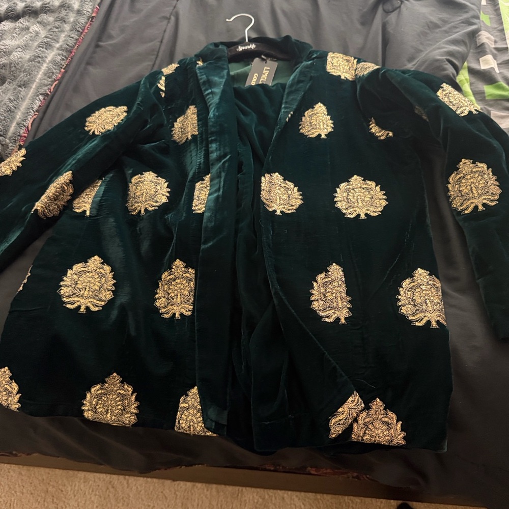 Limelight Green Velvet Jacket with Gold Detailing